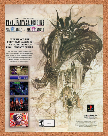 Final Fantasy Origins PS1 Original 2002 Ad Yoshitaka Amano Video Game Promo