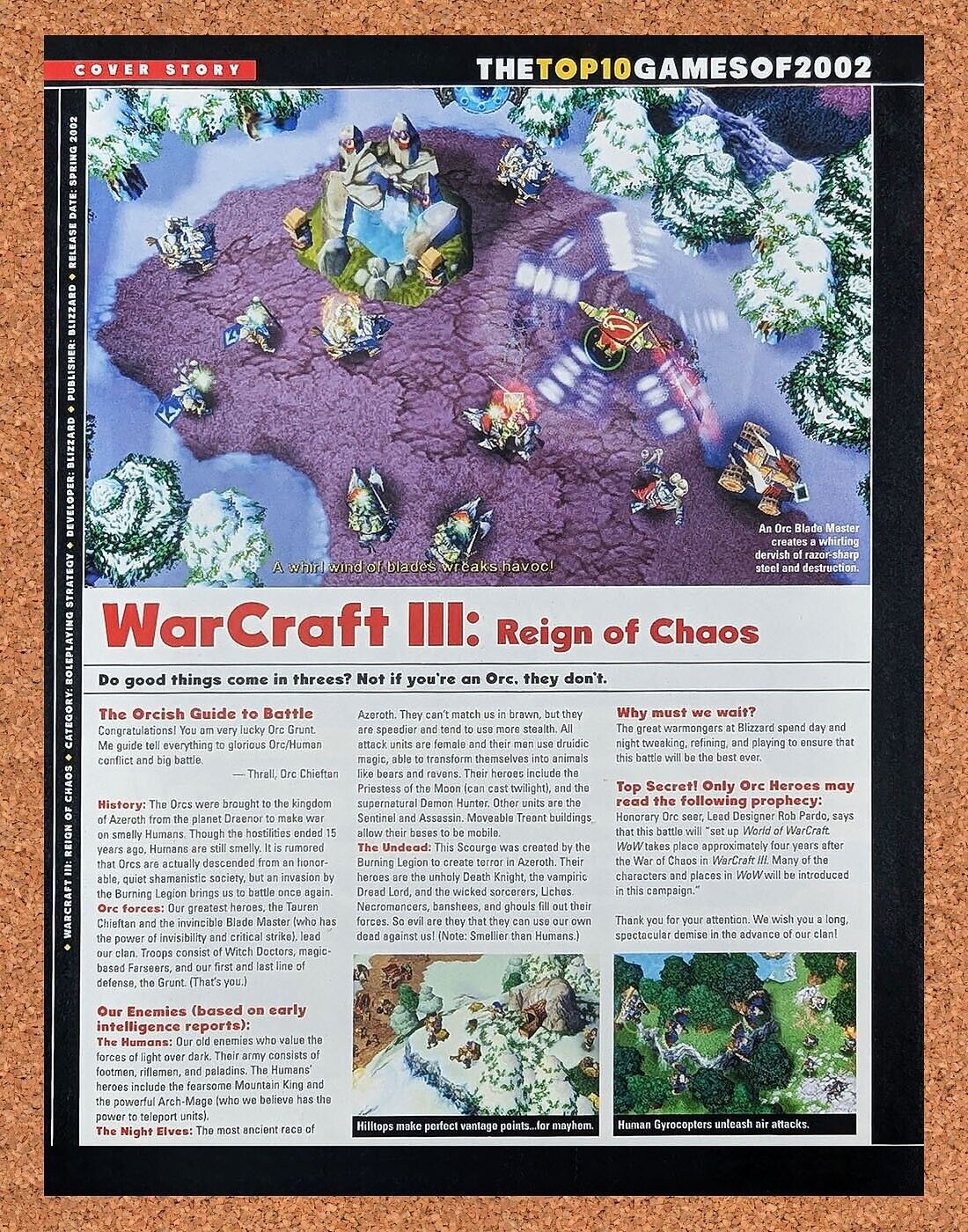 WarCraft III Reign Of Chaos PC Original 2000 Ad Authentic Video Game Promo