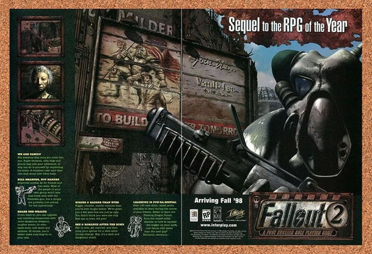 Fallout 2 PC Original 1997 Ad Authentic Windows 95 Release Video Games Promo v2