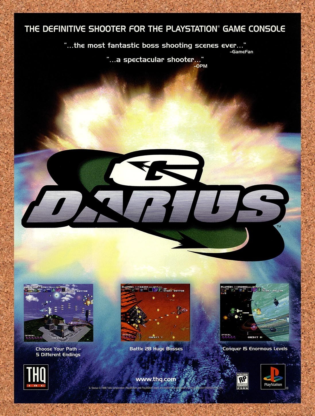 1998 G-Darius PS1 Original Advertisement / Retro Promo v2