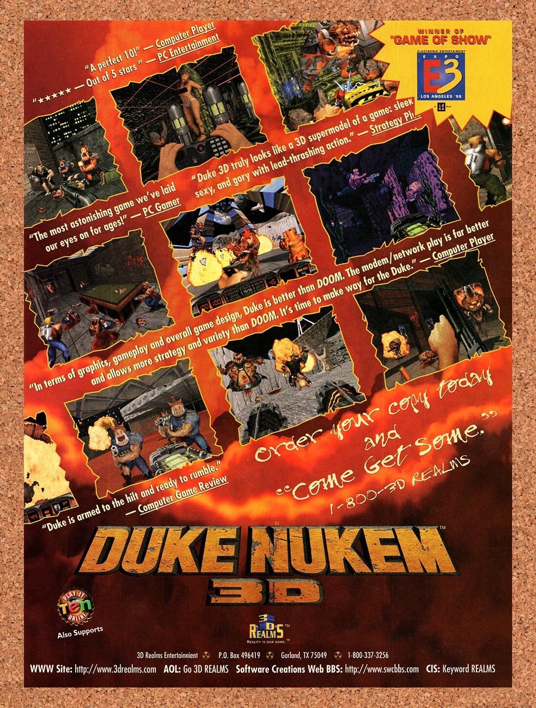 1996 Duke Nukem 3D E3 Game Of Show Original Advertisement / Retro Wall Art v1