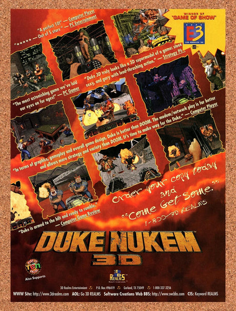 1996 Duke Nukem 3D E3 Game Of Show Original Advertisement / Retro Wall Art v1