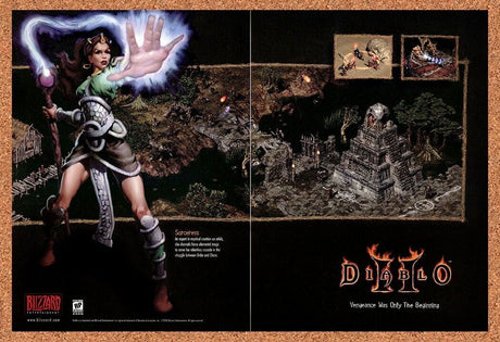 Diablo II PC Original 2002 Ad Authentic Blizzard Sorceress Video Game Promo