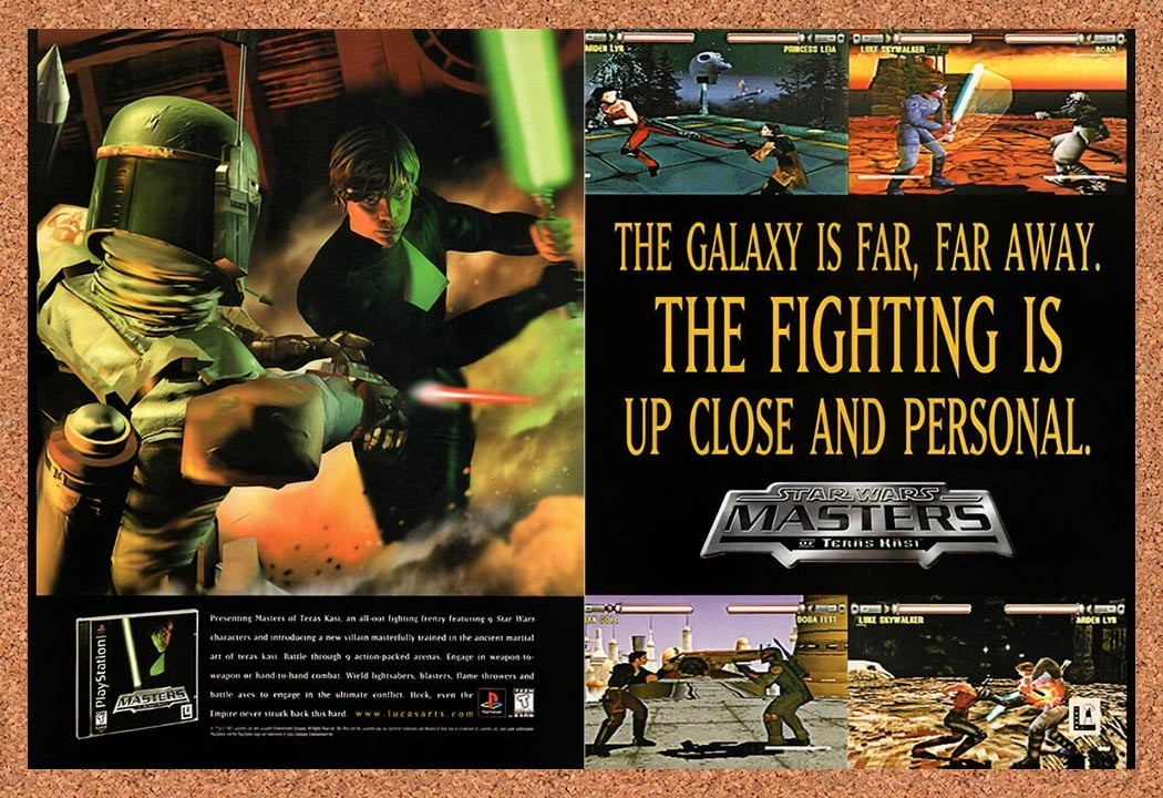 1998 Star Wars Masters Of Teras Kasi PS1 Original Advertisement / Retro Promo v1