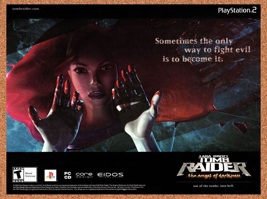 Tomb Raider Angel Of Darkness PS2 Original 2002 Vintage Ad - Bloody Game Promo