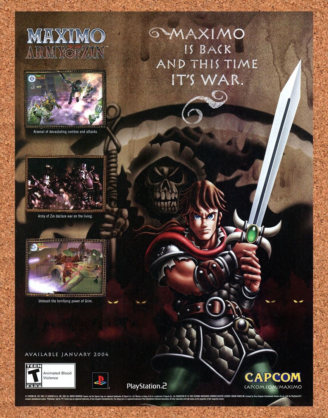 Maximo Army Of Zin PS2 Original 2003 Print Ad Authentic Capcom Video Game Promo
