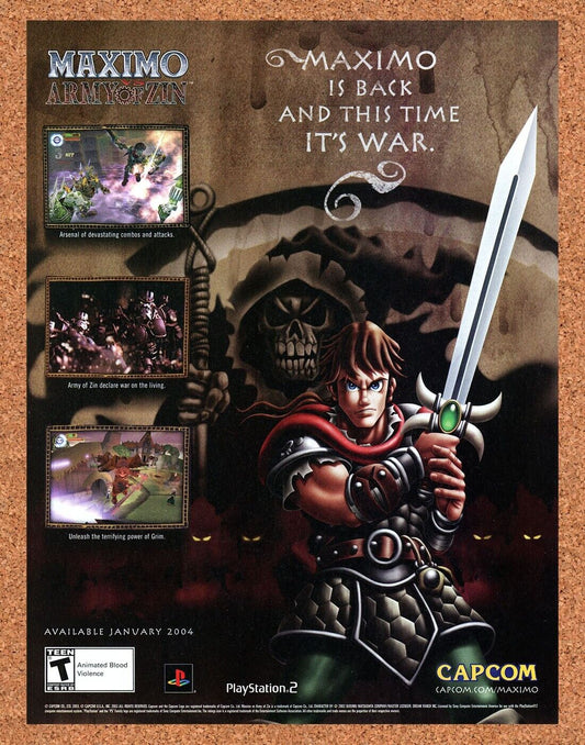Maximo Army Of Zin PS2 Original 2003 Print Ad Authentic Capcom Video Game Promo