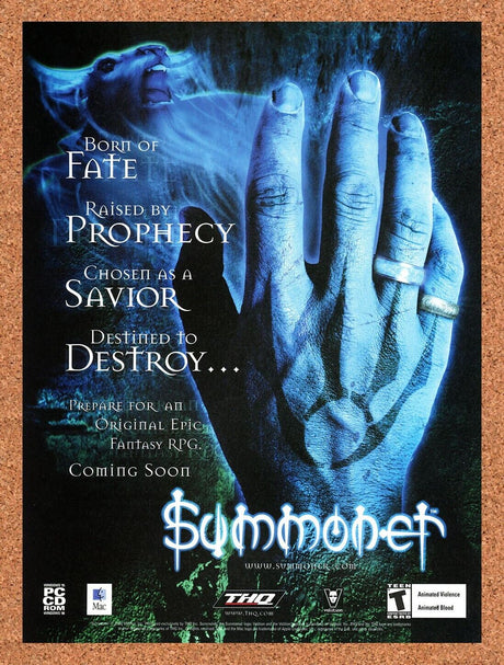 Summoner PC Original 2001 Ad Authentic THQ Action RPG Video Game Promo