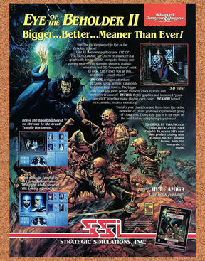 1990 Advanced Dungeons & Dragons Eye Of Beholder II PC Original Ad / Wall Art v1