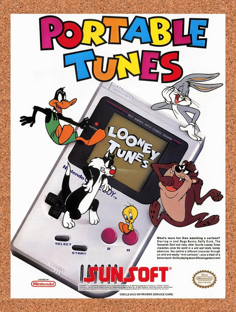1992 Sunsoft Looney Tunes Game Boy Games Original Ad / Retro Wall Art v4