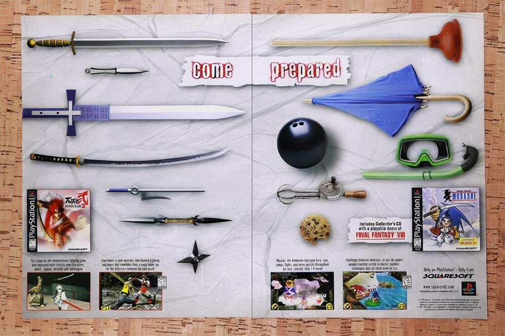 1998 Squaresoft PS1 Games Original Advertisement / Retro Wall Art v2