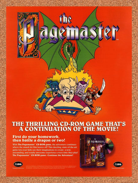 1995 The Pagemaster PC Original Advertisement / Retro Promo v3