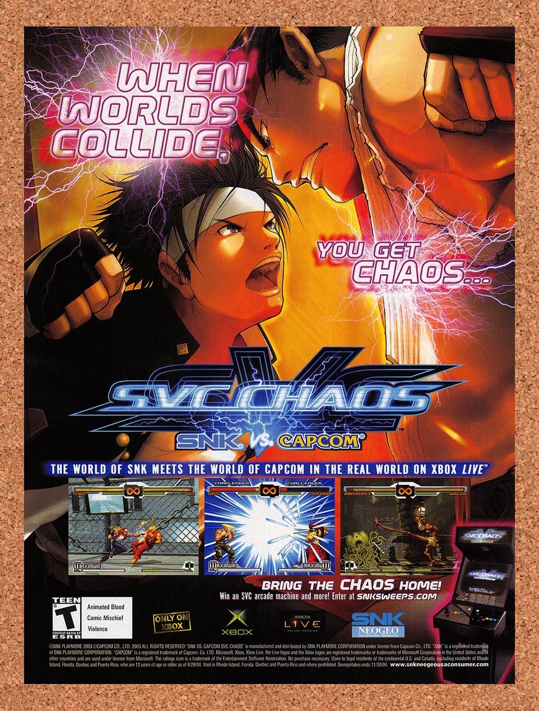 2004 SNK Vs Capcom SVC Chaos Xbox Original Advertisement / Retro Promo v1