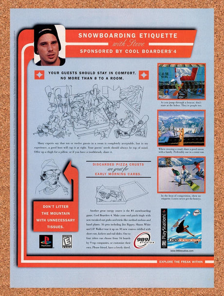 1999 Cool Boarders 4 PS1 Original Advertisement / Retro Wall Art v2