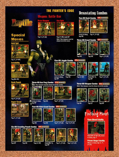 1998 Mortal Kombat 4 Reptile Arcade Moves Original Advertisement / Promo vr4