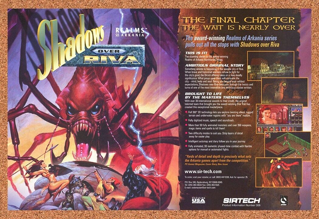 Shadows Over Riva PC Original 1999 Ad Print Authentic RPG Video Game Promo