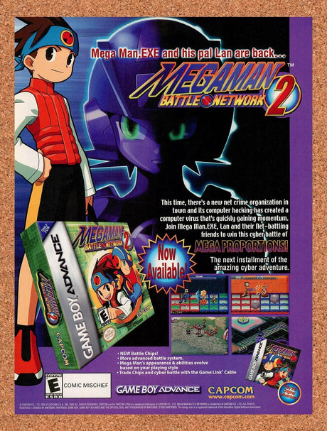 2002 Mega Man Battle Network 2 GBA Original Advertisement / Retro Promo v1