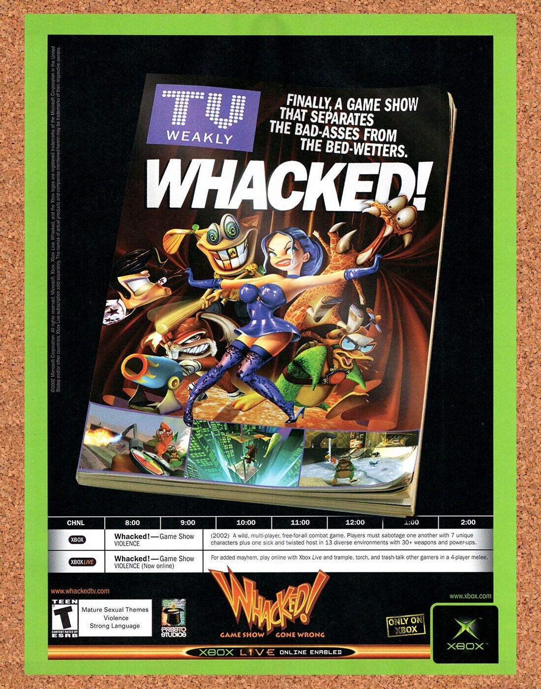 Whacked! Gameshow Gone Wrong Xbox Original 2003 Vintage Ad - Video Game Promo