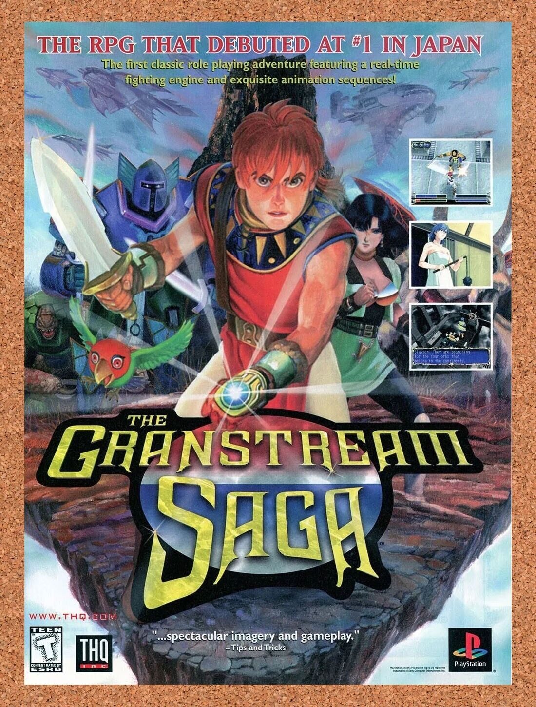 Granstream Saga PS1 Original Ad 2000 Authentic PlayStation Video Game Promo