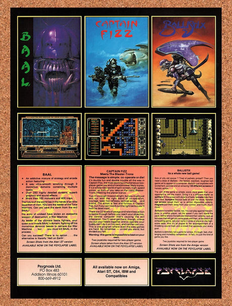 1989 Psygnosis Captain Fizz Commodore 64 Games Original Ad / Retro Wall Art v2