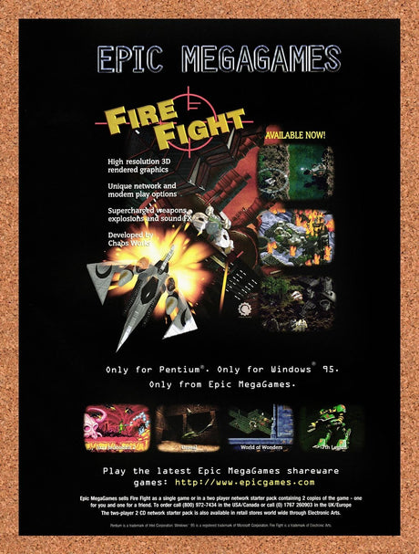 1996 Fire Fight PC Original Advertisement / Retro Promo v1