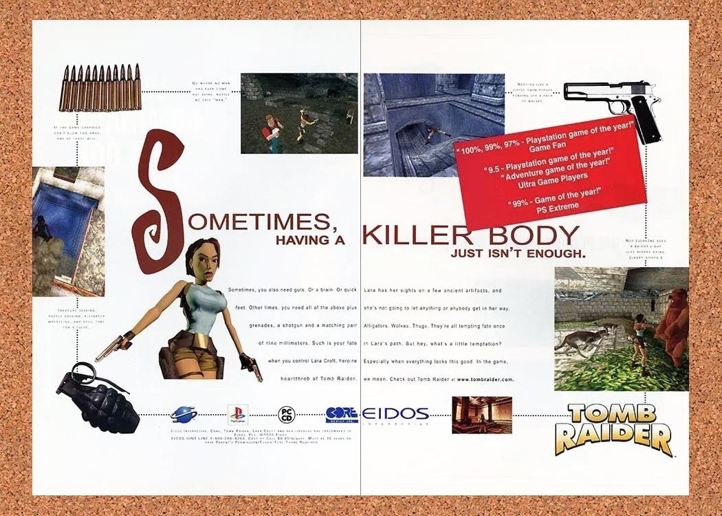 1996 Tomb Raider PS1 Original Advertisement / Retro Promo v3