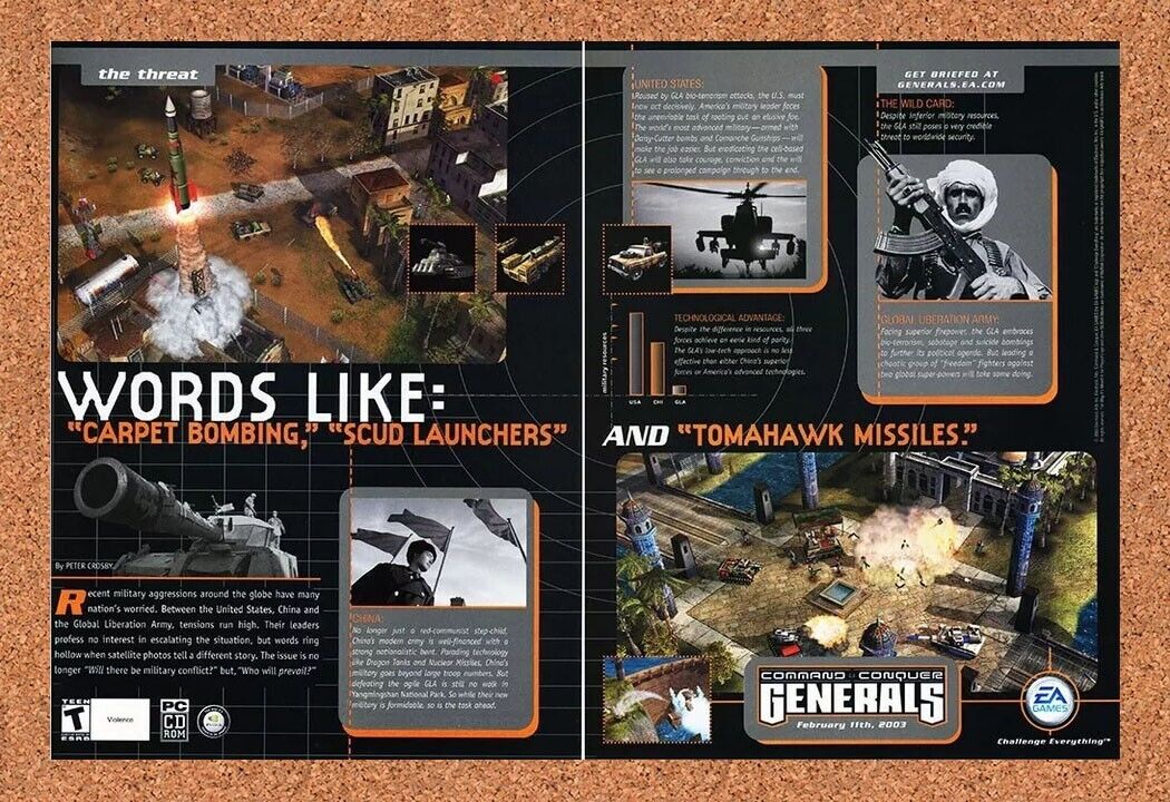 Command And Conquer Generals PC Original 2004 Ad Authentic Video Game Promo