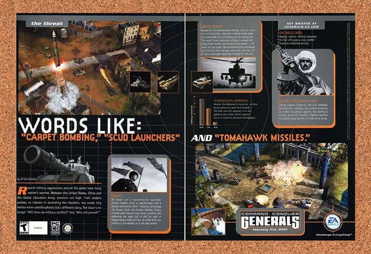 Command And Conquer Generals PC Original 2004 Ad Authentic Video Game Promo