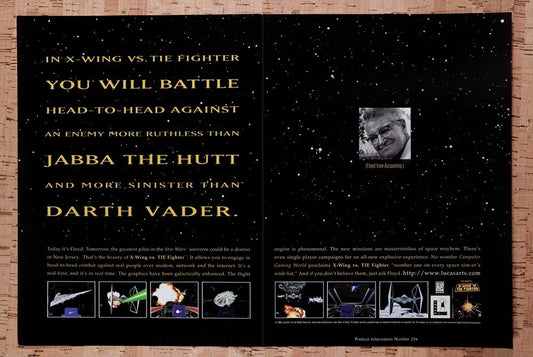1996 Star Wars X-Wing Vs Tie Fighter PC Original Advertisement / Retro Wall Art