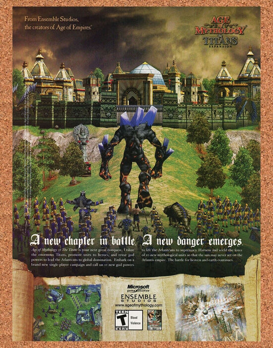 Age Of Mythology Titans PC Original 2004 Ad Authentic Video Game RTS Promo v1