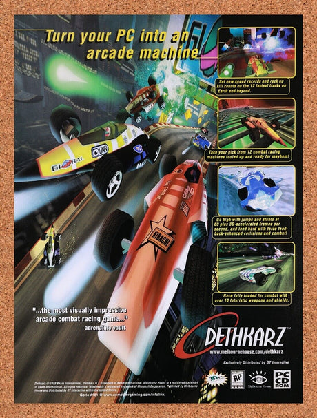 1999 Dethkarz PC Original Advertisement / Retro Wall Art v1