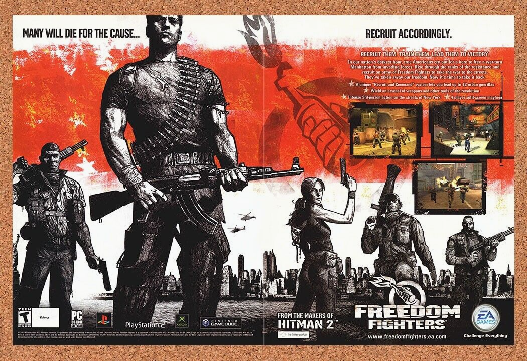 Original 2003 Freedom Fighters PS2 Vintage Print Ad - Video Game Promo Wall Art