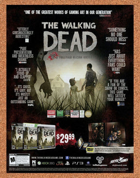 Walking Dead PS3 Original 2015 Ad Authentic Telltale Game Series Horror Promo