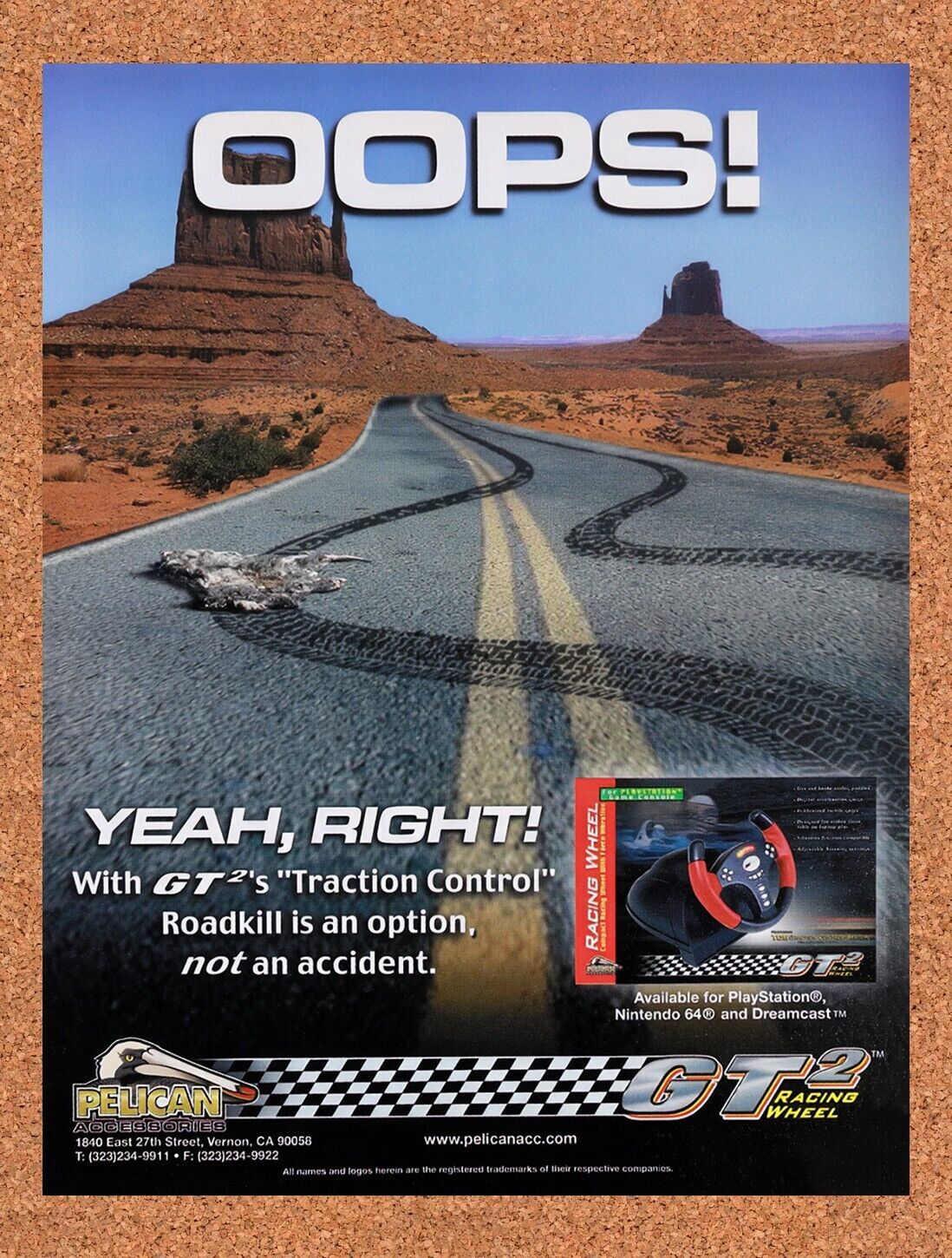 1999 Pelican PS1 Racing Wheel Original Advertisement / Retro Wall Art v2