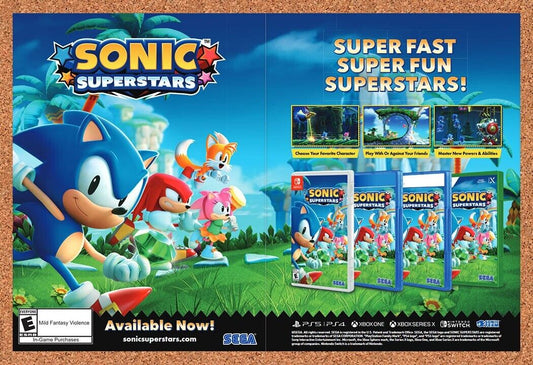 Sonic Superstars Switch Original 2022 Ad - Video Game Art Display Promo