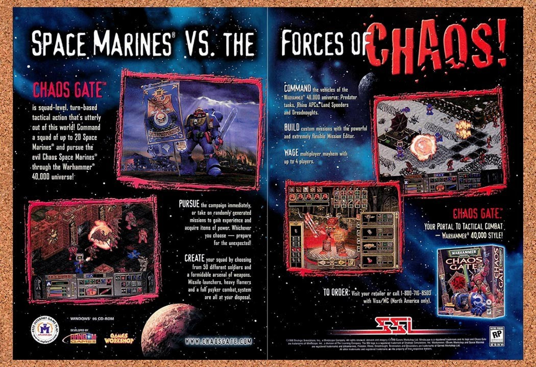 1998 Warhammer Chaos Gate PC Original Advertisement / Retro Promo v2