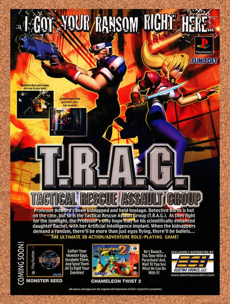 1999 TRAG Tactical Rescue Assault Group PS1 Original Ad / Promo v1
