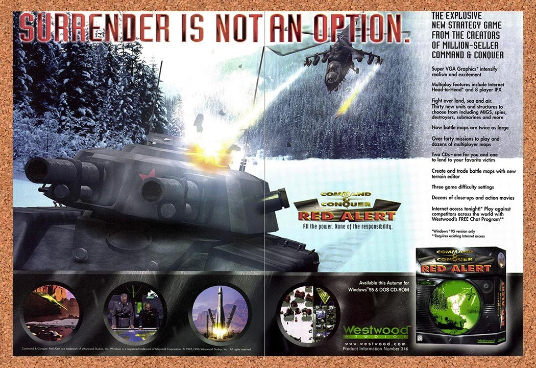 1996 Red Alert PC Original Advertisement / Retro Promo v3
