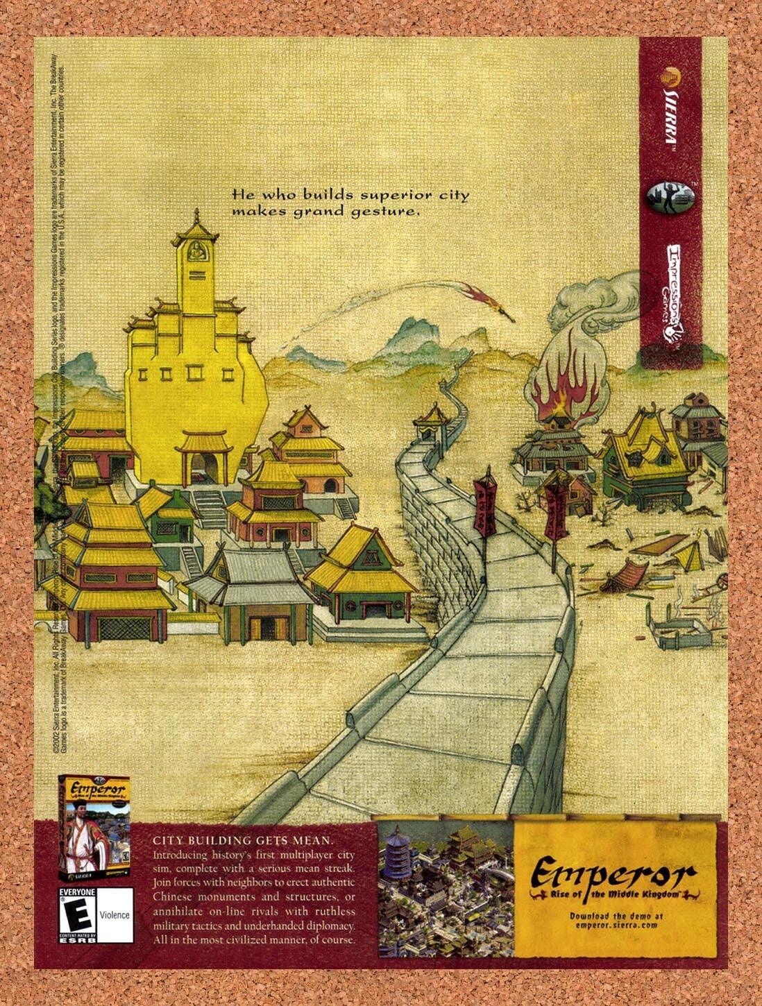 2002 Emperor Rise Of The Middle Kingdom PC Original Ad / Retro Wall Art v1