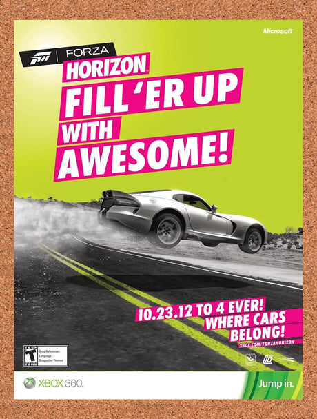 2012 Forza Horizon Xbox 360 Original Advertisement / Retro Wall Art v2