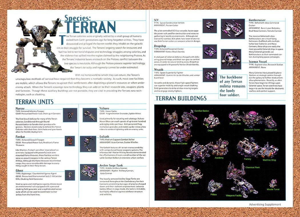 1997 StarCraft Terran Overview Original Advertisement / Retro Promo v6