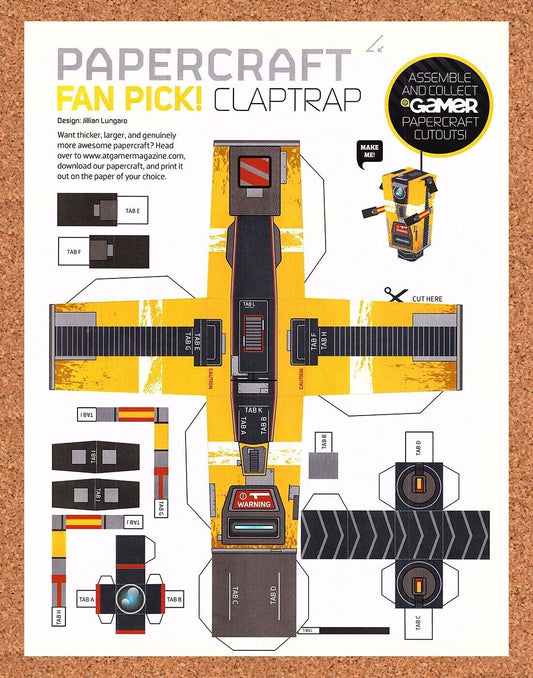 Borderlands PaperCraft Original 2012 Ad Authentic Video Game Claptrap Promo