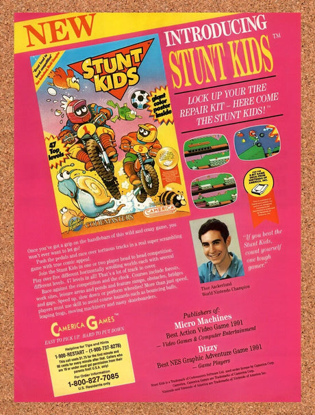 1992 Stunt Kids NES Original Advertisement / Retro Wall Art v1