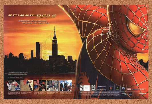 Original 2003 Spider-Man 2 PS2 Vintage Print Ad - Video Game Promo Wall Art 2