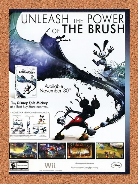 Epic Mickey Wii Original 2006 Ad Authentic Disney Nintendo Video Game Promo