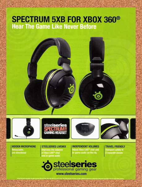2010 SteelSeries Spectrum 5XB For Xbox 360 Original Ad / Retro Wall Art v2