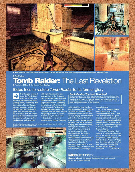 Tomb Raider The Last Revelation PC Original 2001 Vintage Ad - Game Review Promo