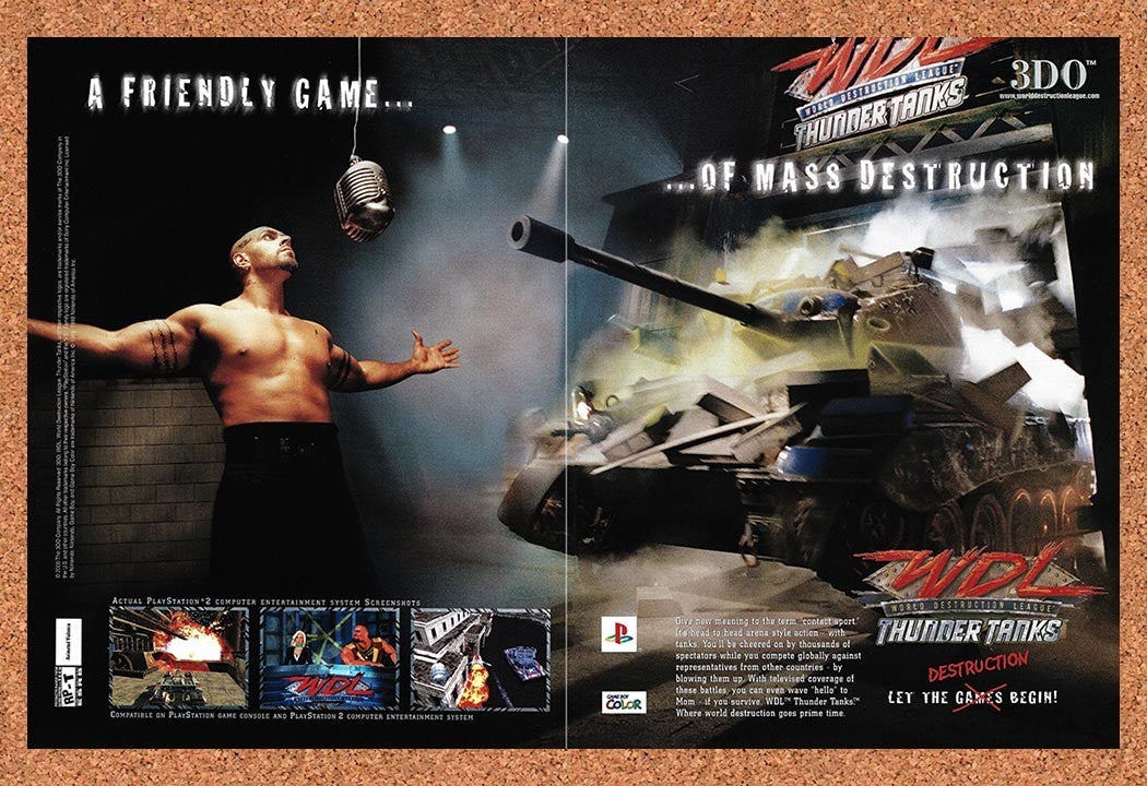 2000 WDL World Destruction League PS1 Original Advertisement / Retro Promo v4