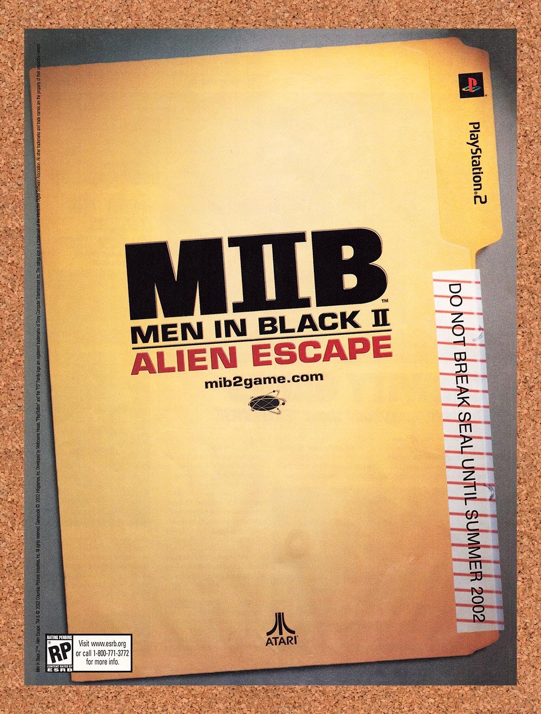 2002 Men In Black MIB II Alien Escape PS2 Original Advertisement / Promo v1