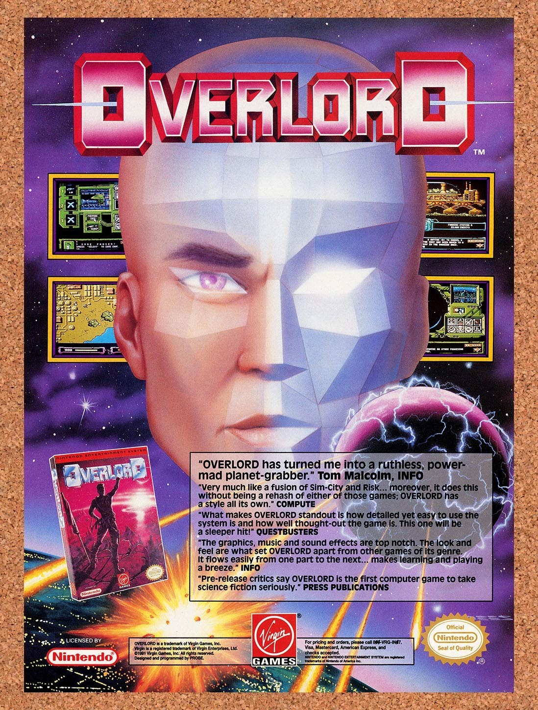 1992 Overlord NES Original Advertisement / Retro Promo v3
